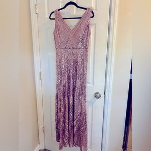 Rose gold nightway full length sequin dress 6p